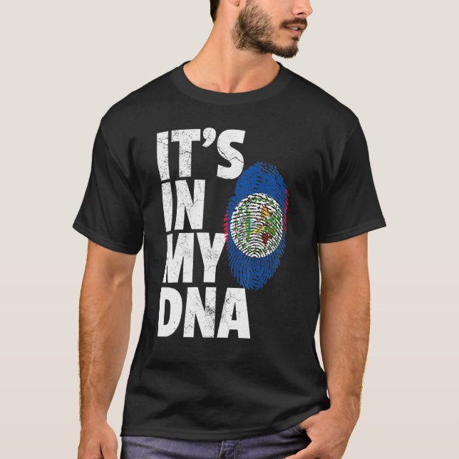 T-shirt C'Est Dans Mon Dna Belize Drapeau Hommes Fierté Ra (Devant)