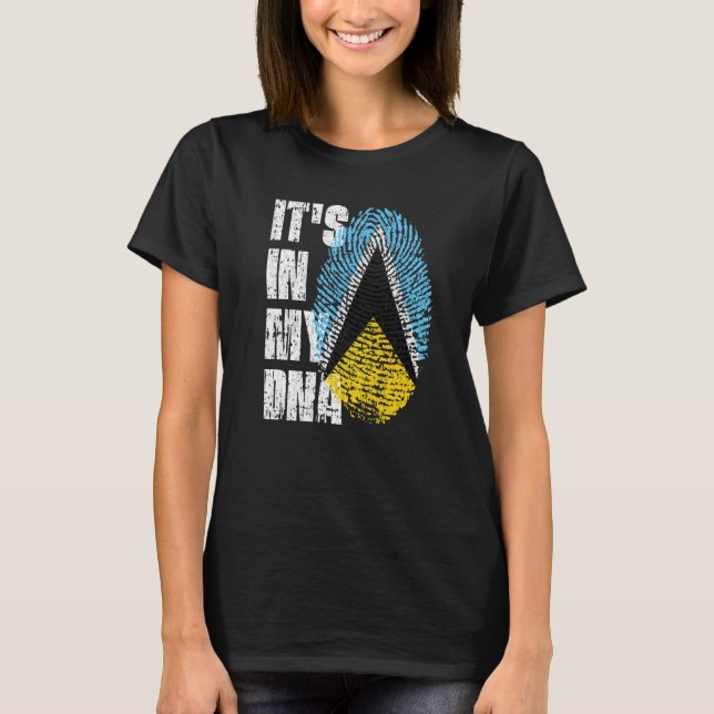 T-shirt C'est dans mon Dna Saint Lucia Drapeau Saint Lucia (Devant)