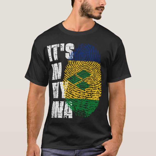 T-shirt C'Est Dans Mon Dna St Vincent Grenadines Drapeau S (Devant)