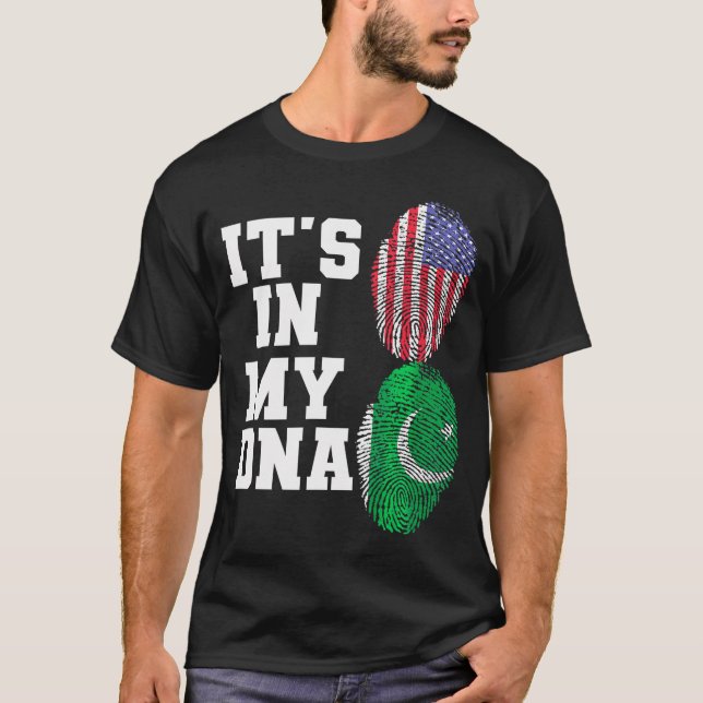 T-shirt C'est dans mon Drapeau Drapeau Pakistan Drapeau am (Devant)