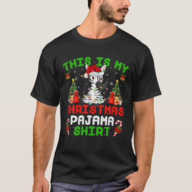 T-shirt C'Est Drôle C'Est Mon Pajama Zebra Christmas (Devant)