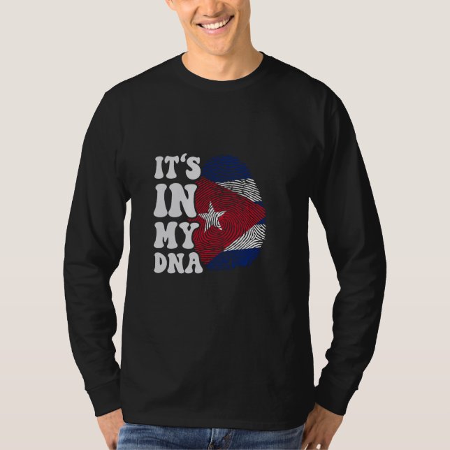 T-shirt C'est drôle dans mon ADN drapeau cubain Empreinte  (Devant)