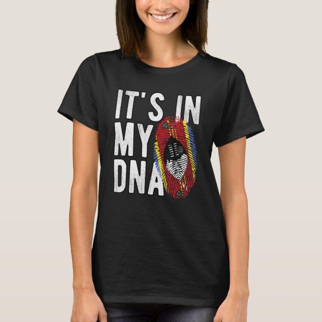 T-shirt C'est drôle dans mon ADN drapeau Eswatini Empreint (Devant)