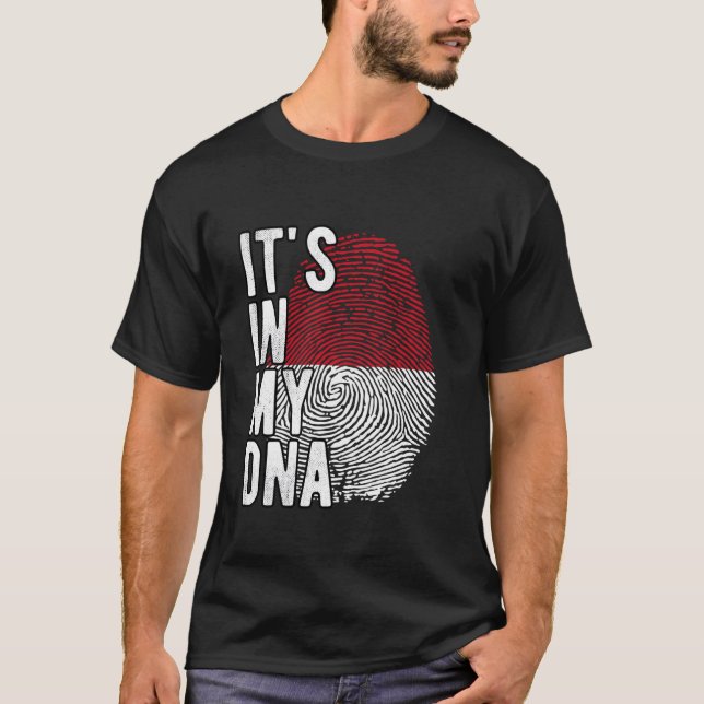 T-shirt C'est drôle dans mon ADN drapeau indonésien Emprei (Devant)