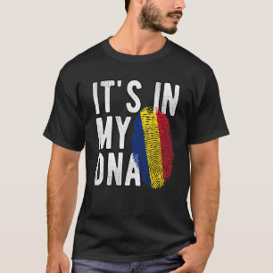T-shirt C'est drôle dans mon ADN Roumanie drapeau Empreint