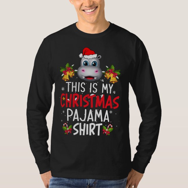 T-shirt C'Est Drôle, Mon Hippo De Pyjama De Noël (Devant)