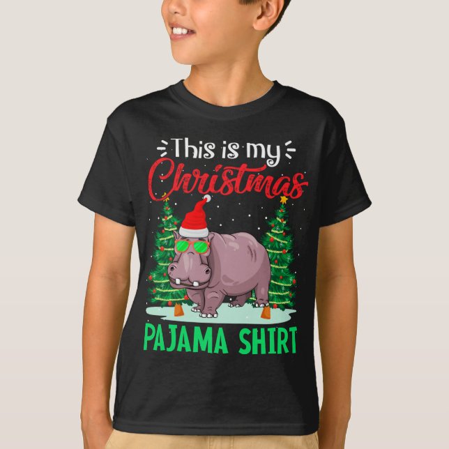 T-shirt C'Est Drôle, Mon Pyjama Hippopotame de Noël Xma (Devant)