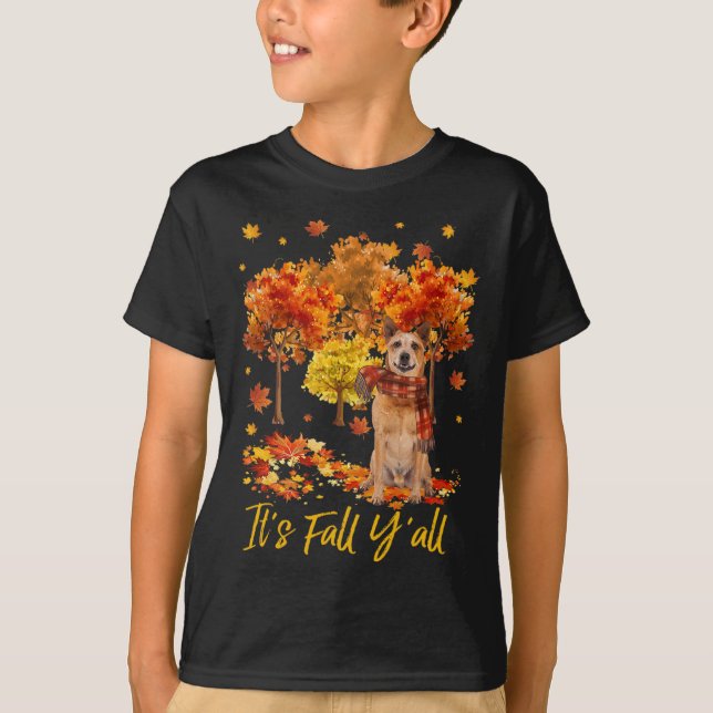 T-shirt C'est Fall Yall Australian Cattle Dog Tree Citroui (Devant)