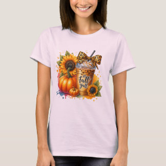 T-shirt C'est Fall Y'all - Café Leopard Bow avec Citrouill