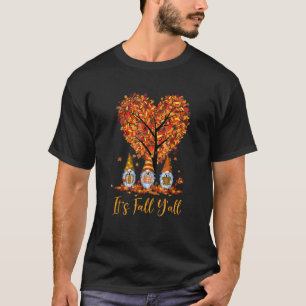 T-shirt C'est Fall Y'all Gnomes Citrouille Autumn Tree Mer