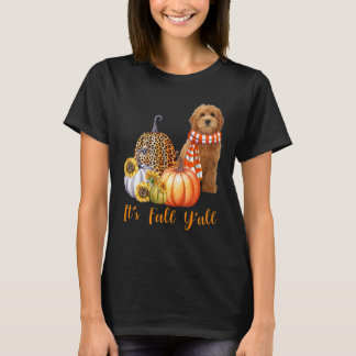 T-shirt C'est Fall Y'all Goldendoodle Dog Leopard Citrouil