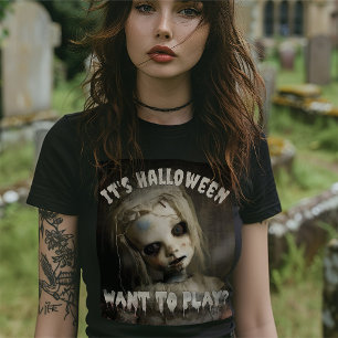 T-shirt C'est Halloween, Veux-tu Jouer ? Poupée Possédée