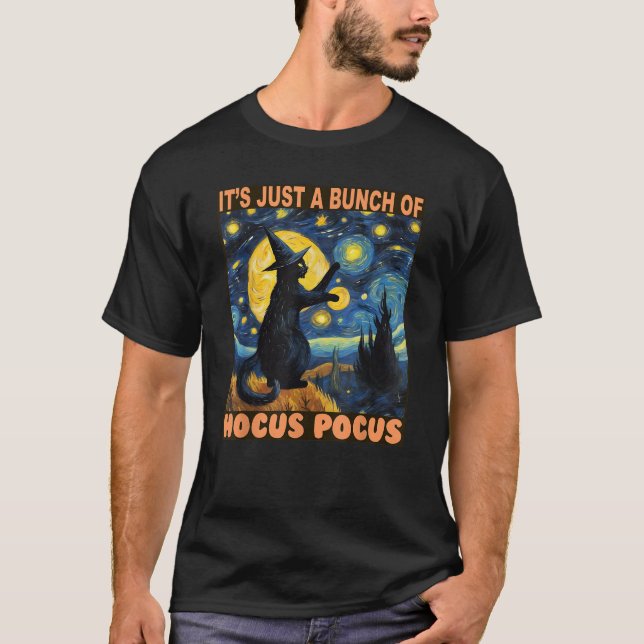 T-shirt C'est juste un tas de hocus pocus chat noir Hallow (Devant)