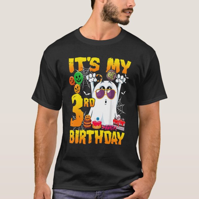 T-shirt C'est la fête d'Halloween de mon 3ème anniversaire (Devant)