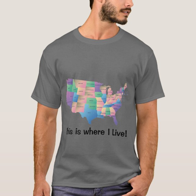 T-shirt C'est là que je vis USA (Devant)