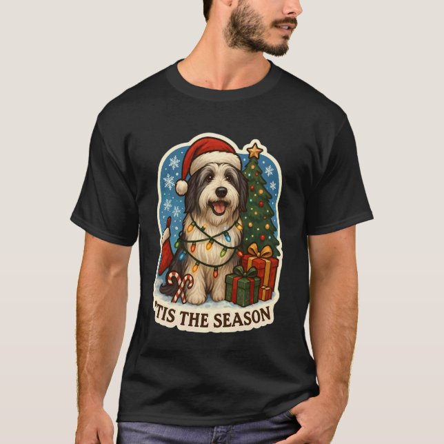 T-shirt C'est la saison Bearded Collie Joyeux Noël (Devant)