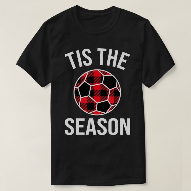 T-shirt C'Est La Saison Buffalo Plaid Soccer Ball Noël (Design devant)