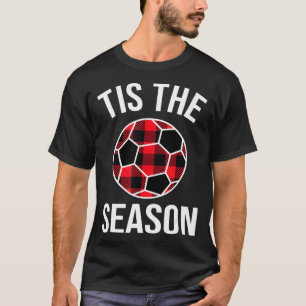 T-shirt C'Est La Saison Buffalo Plaid Soccer Ball Noël