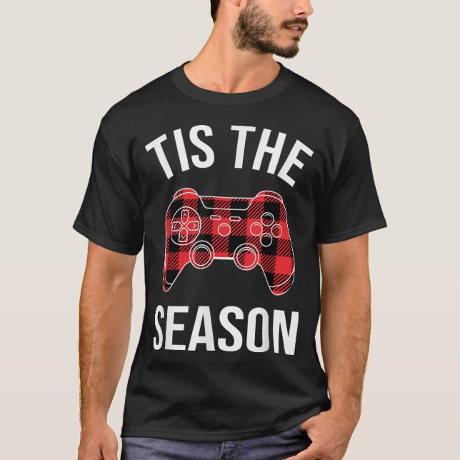 T-shirt C'Est La Saison Buffalo Plaid Vidéo Jeu Noël (Devant)