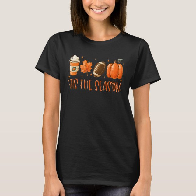 T-shirt C'Est La Saison Citrouille Leaf Latte Fall Thanksg (Devant)