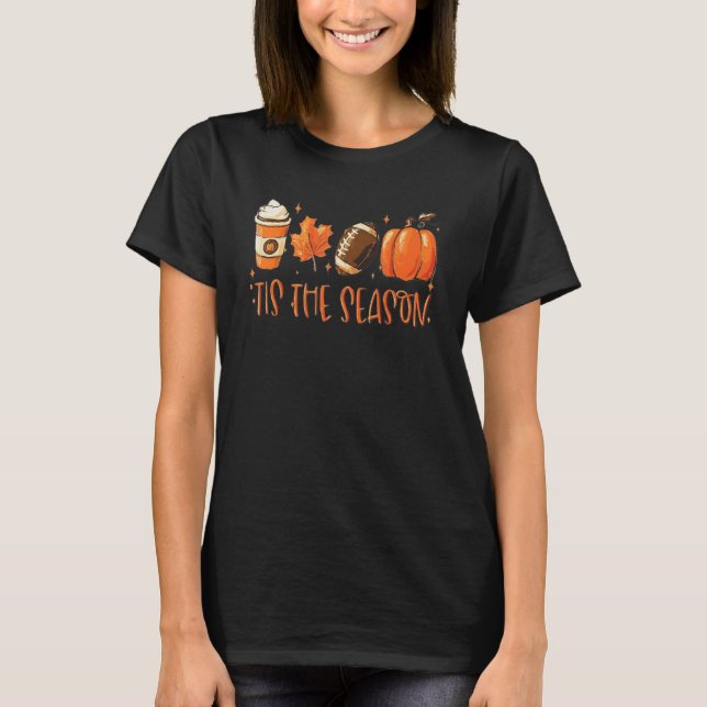 T-shirt C'Est La Saison Citrouille Leaf Latte Fall Thanksg (Devant)