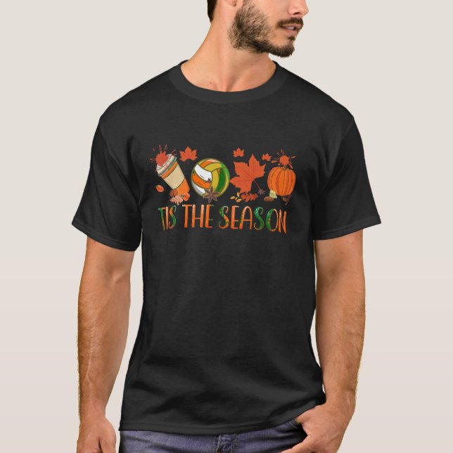 T-shirt C'Est La Saison Citrouille Leaf Latte Fall Volleyb (Devant)