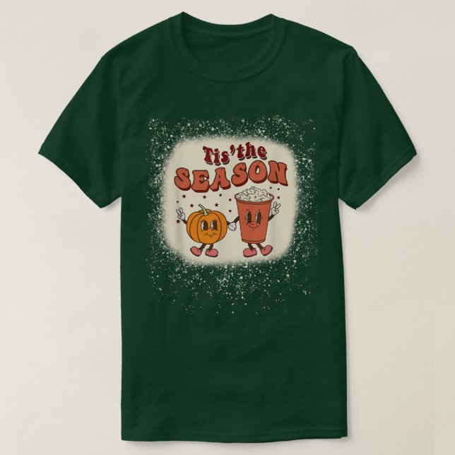 T-shirt C'Est La Saison Citrouille Spice Coffee Bleached  (Design devant)