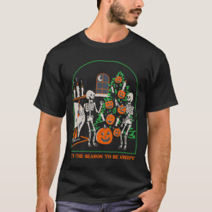 T-shirt C'Est La Saison D'Être Déplaisant Skeleton Citroui
