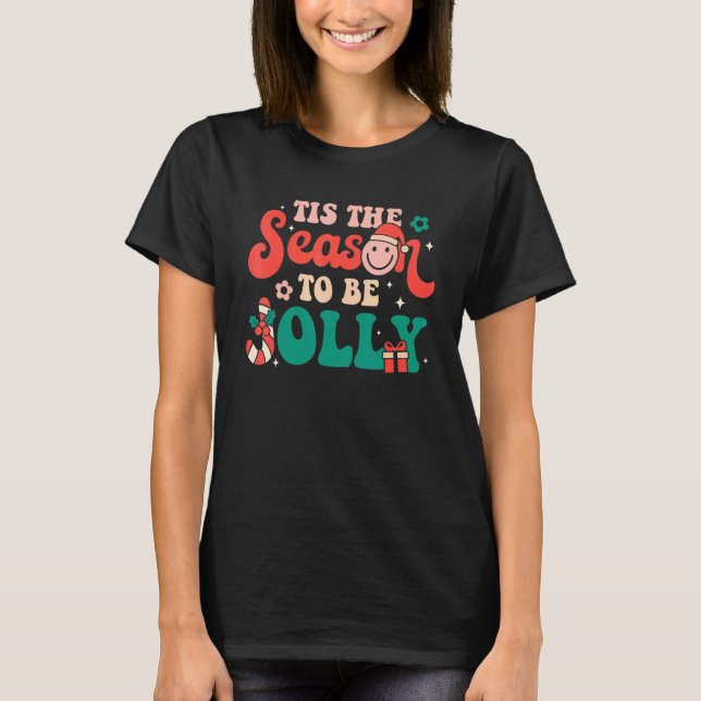 T-shirt C'Est La Saison D'Être Jolly Super Noël Rétro (Devant)