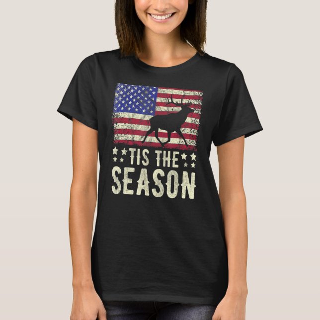 T-shirt C'Est La Saison Drapeau Américain Rétro Chère Chas (Devant)
