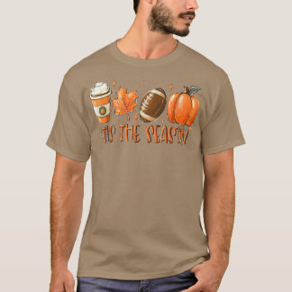 T-shirt C'Est La Saison Football Latte Café Citrouille Feu