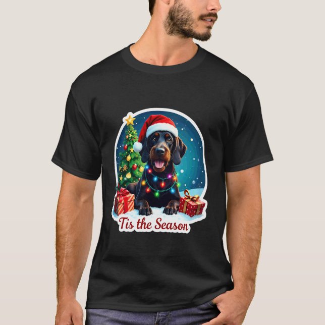 T-shirt C'est la saison Pointer allemand à poil dur Joyeux (Devant)