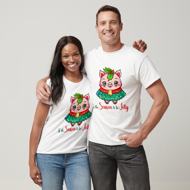 T-shirt C'est la saison pour être joyeux Noël Cochon (Unisexe)