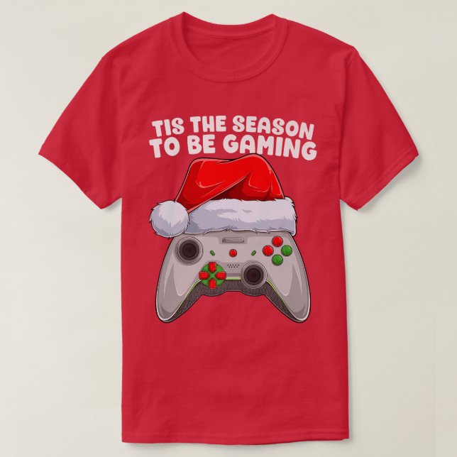 T-shirt C'est la saison pour jouer jeu vidéo de Noël Gamer (Design devant)