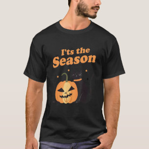 T-shirt C'est la saison Pumpkin Cat  Vibes Halloween Autom
