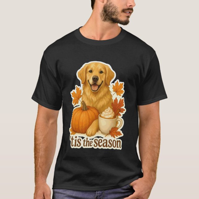 T-shirt C'est la saison Retriever doré Chien Automne Fall  (Devant)
