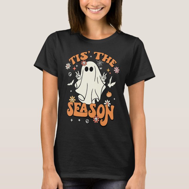 T-shirt C'Est La Saison Retro Halloween Party Funny Ghost (Devant)
