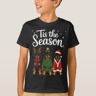 T-shirt C'est la saison Rottweiler Noël Santa Rottie D