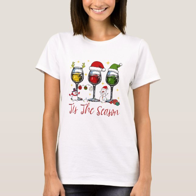 T-shirt C'Est La Saison Vin De Noël Boire (Devant)