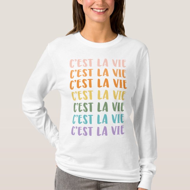 T-shirt C'est La Vie | Discours français | Pastel Rainbow  (Devant)