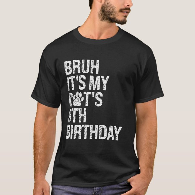 T-shirt C'est l'anniversaire de mon chat drôle de 8 ans Mi (Devant)