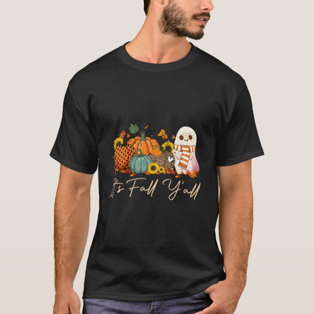 T-shirt C'est l'automne, les gars, fantôme léopard citroui (Devant)
