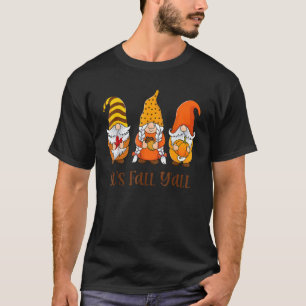 T-shirt C'est l'automne, vous tous gnome citrouille feuill