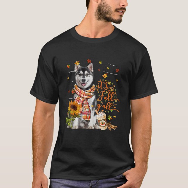 T-shirt C'est l'automne Y Tout Chien Husky Thanksgiving Ha (Devant)