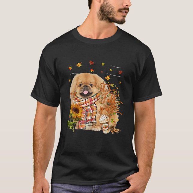 T-shirt C'est l'automne Y tout TAN Pekingese Chien Thanksg (Devant)