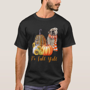 T-shirt C'est l'automne Y'all Anglais Bulldog Leopard Citr