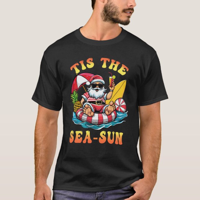 T-shirt C'Est Le Sea Sun Père Noël Surf Noël En Juillet Tr (Devant)