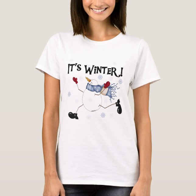 T-shirt C'est les vacances de snowman d'hiver (Devant)