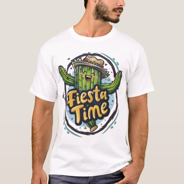T-shirt "C'est l'heure de la fête" Cactus dansant (Devant)
