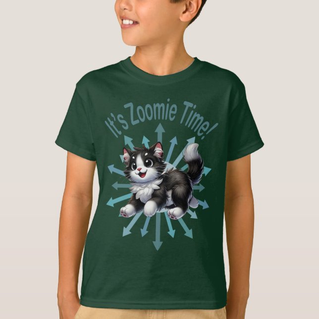 T-shirt C'est l'heure de Zoomie Joli chat noir et blanc (Devant)